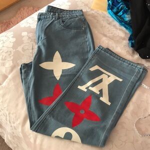 Designer-Inspired Blue Graphic Women’s Jeans